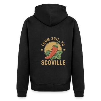 Amateurs de cuisine épicée, Chili Peppers Chef - Veste à capuche bio Premium Unisexe - noir - Dos - Nico (187cm)