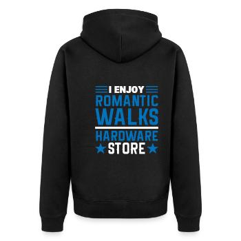 I Enjoy Romantic Walks Hardware Store Tischler - Unisex Premium Bio Zip Hoodie - Schwarz - Hinten - Nico (187cm)