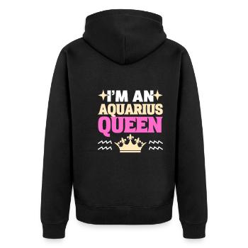 Sternzeichen-Saison Wassermann Astrologie - Unisex Premium Bio Zip Hoodie - Schwarz - Hinten - Nico (187cm)
