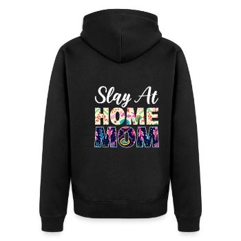 Slay At Home Mom Virtueller Assistent - Unisex Premium Bio Zip Hoodie - Schwarz - Hinten - Nico (187cm)