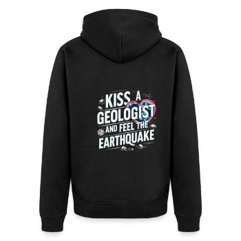 Geologie-steinjagd Achat-jäger-steinsammeln - Unisex Premium Bio Zip Hoodie - Schwarz - Hinten - Nico (187cm)
