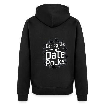 Geologie-steinjagd Achat-jäger-steinsammeln - Unisex Premium Bio Zip Hoodie - Schwarz - Hinten - Nico (187cm)