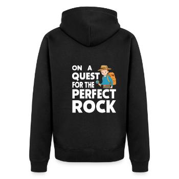 Geologie-steinjagd Achat-jäger-steinsammeln - Unisex Premium Bio Zip Hoodie - Schwarz - Hinten - Nico (187cm)