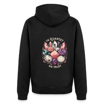 Geologie-steinjagd Achat-jäger-steinsammeln - Unisex Premium Bio Zip Hoodie - Schwarz - Hinten - Nico (187cm)