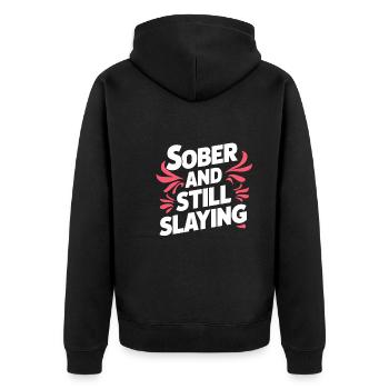 Recovery from alcohol dependence sobriety a a - Unisex Premium Organic Zip Hoodie - black - Back - Nico (187cm)