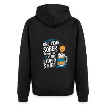 Recovery from alcohol dependence sobriety a a - Unisex Premium Organic Zip Hoodie - black - Back - Nico (187cm)