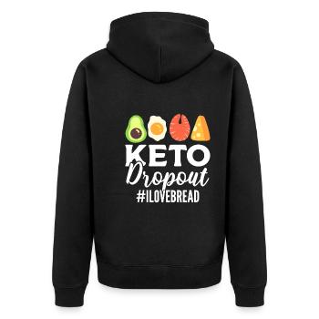 Keto-Brot Fitness-Enthusiast - Unisex Premium Bio Zip Hoodie - Schwarz - Hinten - Nico (187cm)