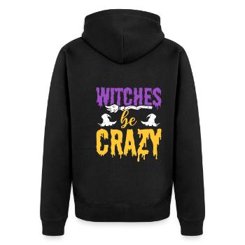 Witches Be Crazy Hexerei-Enthusiast - Unisex Premium Bio Zip Hoodie - Schwarz - Hinten - Nico (187cm)
