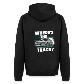Car drift racing, racing car motorsport drift - Unisex Premium Organic Zip Hoodie - black - Back - Nico (187cm)
