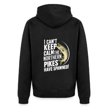 Nördlicher Hechtfischer Hecht Angelrute Hechtfisch - Unisex Premium Bio Zip Hoodie - Schwarz - Hinten - Nico (187cm)