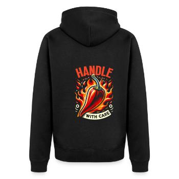 Amateurs de cuisine épicée, Chili Peppers Chef - Veste à capuche bio Premium Unisexe - noir - Dos - Nico (187cm)