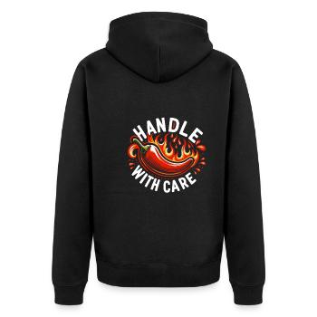 Amateurs de cuisine épicée, Chili Peppers Chef - Veste à capuche bio Premium Unisexe - noir - Dos - Nico (187cm)