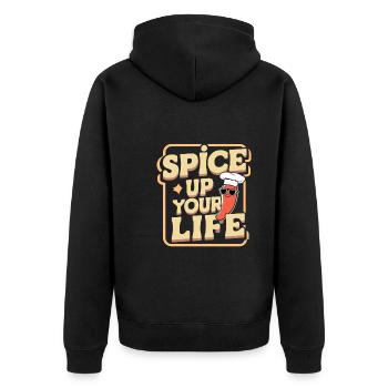 Amateurs de cuisine épicée, Chili Peppers Chef - Veste à capuche bio Premium Unisexe - noir - Dos - Nico (187cm)