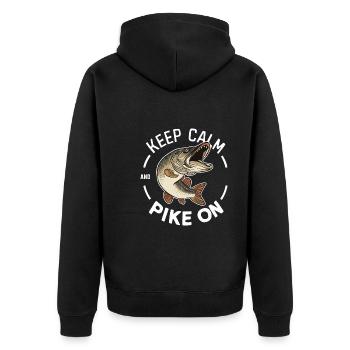 Nördlicher Hechtfischer Hecht Angelrute Hechtfisch - Unisex Premium Bio Zip Hoodie - Schwarz - Hinten - Nico (187cm)