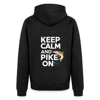 Nördlicher Hechtfischer Hecht Angelrute Hechtfisch - Unisex Premium Bio Zip Hoodie - Schwarz - Hinten - Nico (187cm)