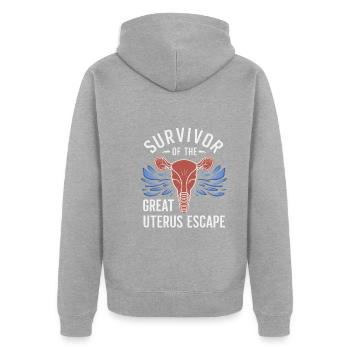 Hysterektomie-operation Zur Wiederherstellung Der - Unisex Premium Bio Zip Hoodie - Grau meliert - Hinten - Nico (187cm)