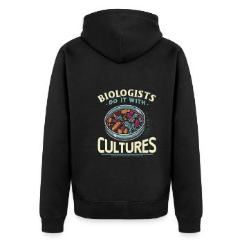 Microbiologist Microbiology Lab Staph Biology - Unisex Premium Bio Zip Hoodie - Schwarz - Hinten - Nico (187cm)
