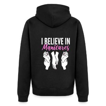 I Believe In Manicures Lizenzierter Manikürist - Unisex Premium Bio Zip Hoodie - Schwarz - Hinten - Nico (187cm)