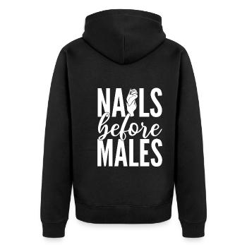 Nails Before Males Kosmetikerin - Unisex Premium Bio Zip Hoodie - Schwarz - Hinten - Nico (187cm)