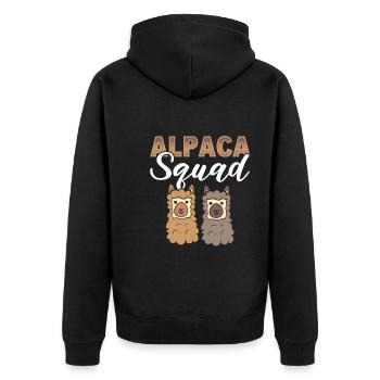 Alpaca Squad Viehzüchter - Unisex Premium Bio Zip Hoodie - Schwarz - Hinten - Nico (187cm)