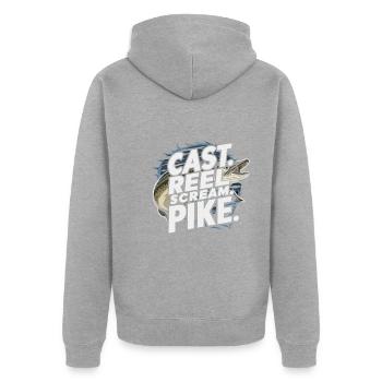 Northern Pike Fisherman Pike Fishing Rod Pike Fish - Unisex Premium Organic Zip Hoodie - heather grey - Back - Nico (187cm)