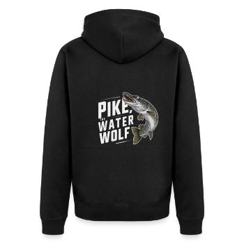 Nördlicher Hechtfischer Hecht Angelrute Hechtfisch - Unisex Premium Bio Zip Hoodie - Schwarz - Hinten - Nico (187cm)