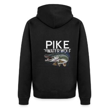 Nördlicher Hechtfischer Hecht Angelrute Hechtfisch - Unisex Premium Bio Zip Hoodie - Schwarz - Hinten - Nico (187cm)