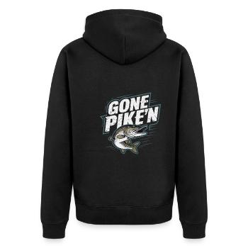 Nördlicher Hechtfischer Hecht Angelrute Hechtfisch - Unisex Premium Bio Zip Hoodie - Schwarz - Hinten - Nico (187cm)