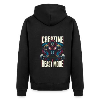 Bodybuilding, Powerlifting, Weightlifting, Fitness - Unisex Premium Organic Zip Hoodie - black - Back - Nico (187cm)
