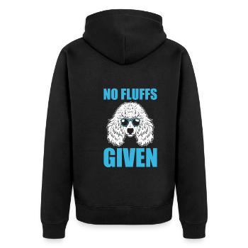 No Fluffs Given Tiersitter - Unisex Premium Bio Zip Hoodie - Schwarz - Hinten - Nico (187cm)