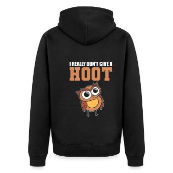 Lustige Eule Wildbiologe - Unisex Premium Bio Zip Hoodie - Schwarz - Hinten - Nico (187cm)