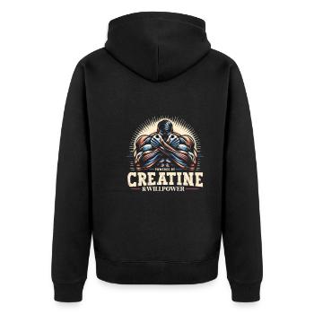 Musculation, Powerlifting, Haltération, Fitness - Veste à capuche bio Premium Unisexe - noir - Dos - Nico (187cm)
