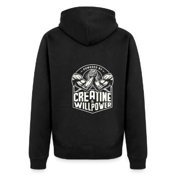 Bodybuilding, Powerlifting, Weightlifting, Fitness - Unisex Premium Organic Zip Hoodie - black - Back - Nico (187cm)