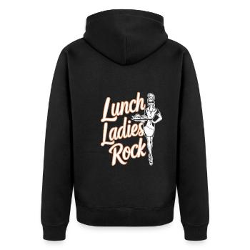 School Lunch Lady Schularbeiterin In Der Cafeteria - Unisex Premium Bio Zip Hoodie - Schwarz - Hinten - Nico (187cm)
