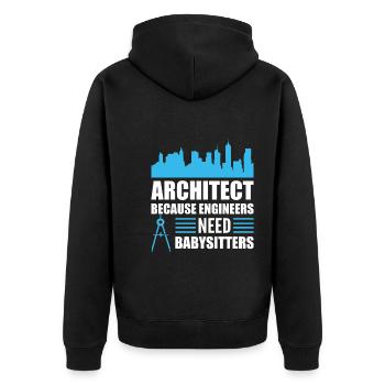 Lustiger Architekt Zeichner - Unisex Premium Bio Zip Hoodie - Schwarz - Hinten - Nico (187cm)
