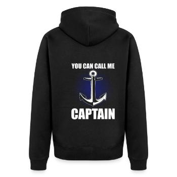 Bootskapitän Kapitän - Unisex Premium Bio Zip Hoodie - Schwarz - Hinten - Nico (187cm)