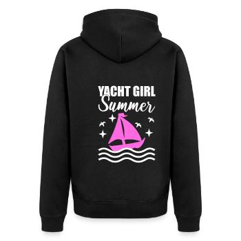 Yachtboot Bootsverwalter - Unisex Premium Bio Zip Hoodie - Schwarz - Hinten - Nico (187cm)