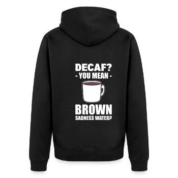Lustiger Kaffeeliebhaber Kaffee - Unisex Premium Bio Zip Hoodie - Schwarz - Hinten - Nico (187cm)