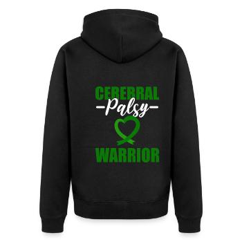 Cerebral Palsy Warrior Genetiker - Unisex Premium Bio Zip Hoodie - Schwarz - Hinten - Nico (187cm)