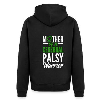 Zerebralparese-Krieger Physiotherapeut - Unisex Premium Bio Zip Hoodie - Schwarz - Hinten - Nico (187cm)