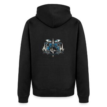 Trommel Herzschlag 2024 - Unisex Premium Bio Zip Hoodie - Schwarz - Hinten - Nico (187cm)