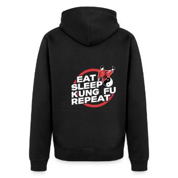 Kung Fu Chinesisches Kung Fu Asiatisches Kung Fu - Unisex Premium Bio Zip Hoodie - Schwarz - Hinten - Nico (187cm)