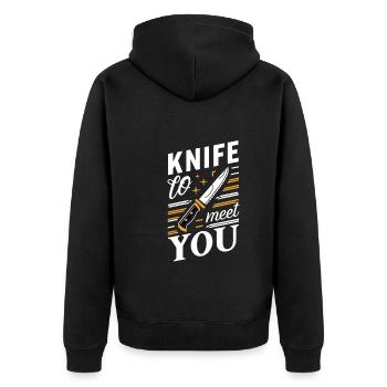 Knife Collector Knife Collection Hunting Fishing - Unisex Premium Bio Zip Hoodie - Schwarz - Hinten - Nico (187cm)