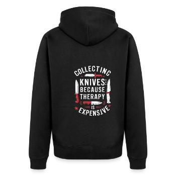 Knife Collector Knife Collection Hunting Fishing - Unisex Premium Bio Zip Hoodie - Schwarz - Hinten - Nico (187cm)