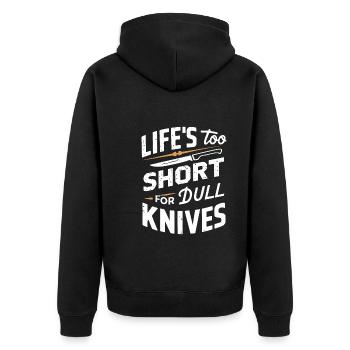 Knife Collector Knife Collection Hunting Fishing - Unisex Premium Bio Zip Hoodie - Schwarz - Hinten - Nico (187cm)