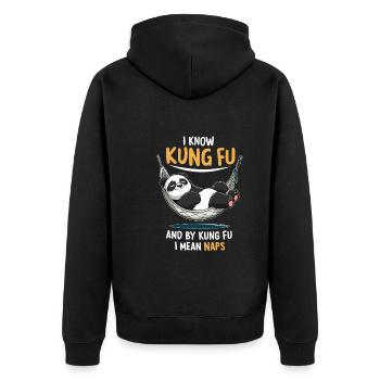 Kung Fu Chinesisches Kung Fu Asiatisches Kung Fu - Unisex Premium Bio Zip Hoodie - Schwarz - Hinten - Nico (187cm)
