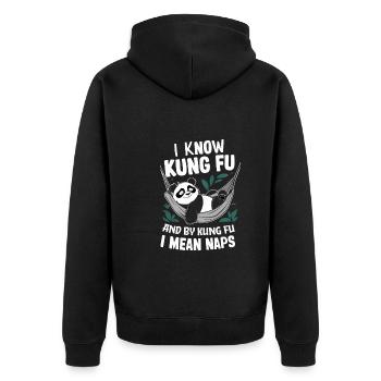 Kung Fu Chinesisches Kung Fu Asiatisches Kung Fu - Unisex Premium Bio Zip Hoodie - Schwarz - Hinten - Nico (187cm)
