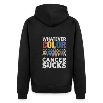 Cancer Sucks Cancer Awareness Cancer Warrior - Unisex Premium Organic Zip Hoodie - black - Back - Nico (187cm)