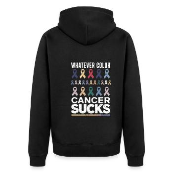 Cancer Sucks Cancer Awareness Cancer Warrior - Unisex Premium Organic Zip Hoodie - black - Back - Nico (187cm)
