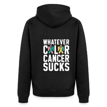 Cancer Sucks Cancer Awareness Cancer Warrior - Unisex Premium Organic Zip Hoodie - black - Back - Nico (187cm)